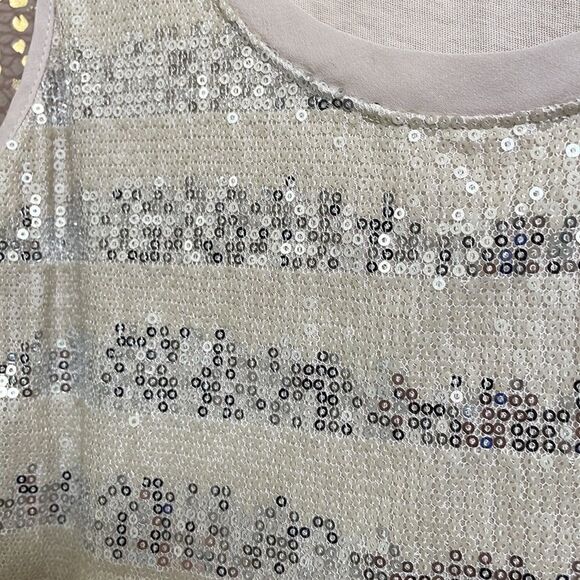 Express ivory and silver sequin striped tanktop, size S - Picture 3 of 4